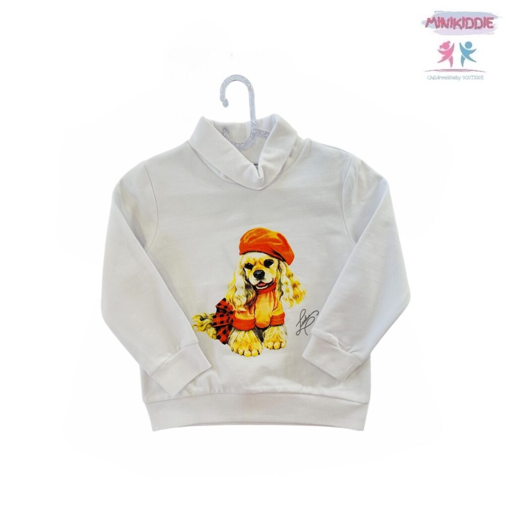 Суитшърт с кученце и висока яка - лека вата