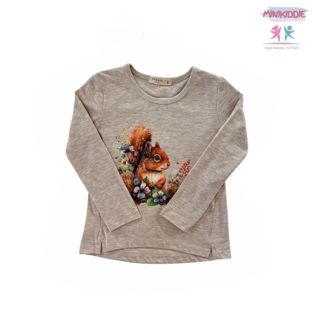 Блуза с катеричка и цветя (сиво)