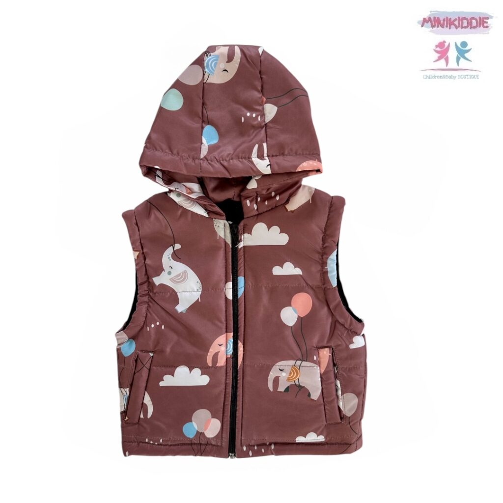 Детски елек с принт „Слончета и балони“