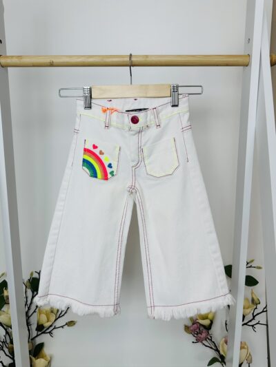 Бели дънки с цветен принт “Rainbow”